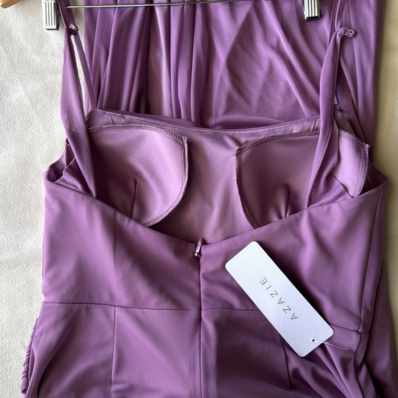 Azazie DEANDRA Fitted Pleated Mesh Long Dress Wisteria NWT - Picture 10 of 14